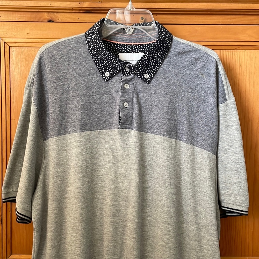 NWT Paper Denim & Cloth men’s 2X polo-style gray and blue shirt